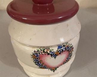 Vintage Floral Heart Cookie Jar