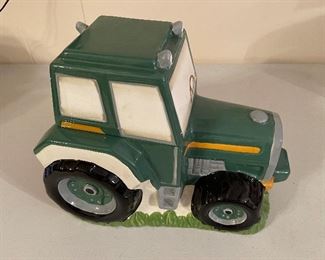 Holiday Time Green Tractor Cookie Jar