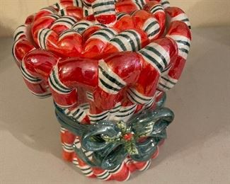Christmas Ribbon Candy Cookie Jar