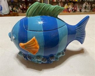 Blue Fish Cookie Jar