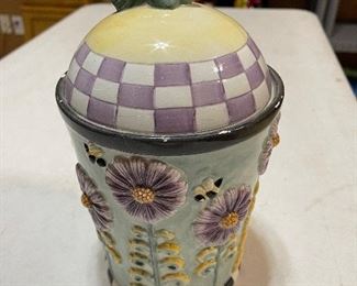Sakura Hand-Painted Debbie Mumm Flowers and Bees Cookie Jar
