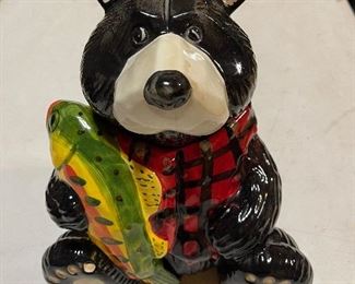 Bear Holding Trout Cookie Jar