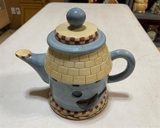 Sakura Hand-Painted Debbie Mumm Birdhouse Teapot Cookie Jar