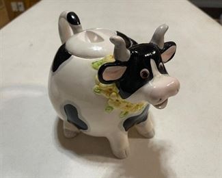 Vintage Fitz & Floyd Black and White Cow Teapot