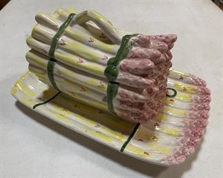 Vintage Portugal Asparagus Cookie Jar on Matching Serving Tray