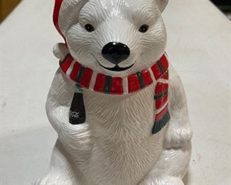 Coca Cola Polar Bear Santa Cookie Jar