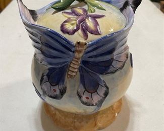 Blue Butterfly and Iris Cookie Jar