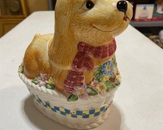 Vintage International Art Puppy Cookie Jar (missing butterfly on his nose)