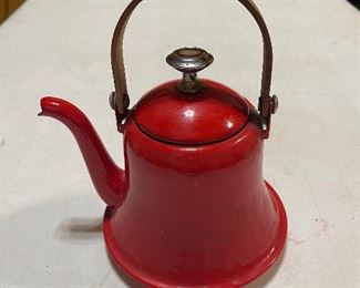 Vintage Red Enamel Teapot