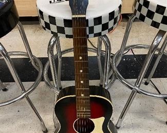 Vintage Airline Red Parlor Acoustic Guitar w/ hard case