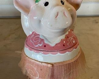Vintage Ballerina Pig Cookie Jar