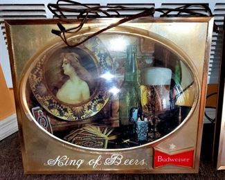 (2) of (2) Budweiser sign/pictures with oval glass 