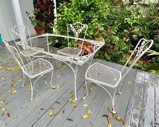 Antique iron garden table and chairs