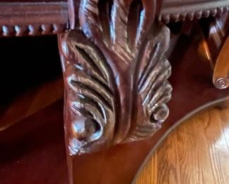 Curved wooden sofa table with glass top. 51.5"w x 27"h x 17.5"d. (Has matching coffee table and side tables.) Available for pre-sale starting 1/9/23. Text 615-854-8535 for more information and/or to arrange a time to view.