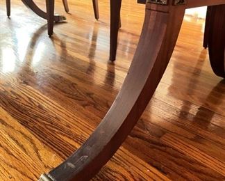 Landstrom Furniture Art deco 60-inch dining table with 3 - 11 inch leaves.  Six dining chairs and and two captains chairs apholstered in mauve/dusty rose pattern with green accent.  Has matching hutch and buffet. Available for pre-sale starting 1/9/23. Text 615-854-8535 for more information and/or to arrange a time to view.