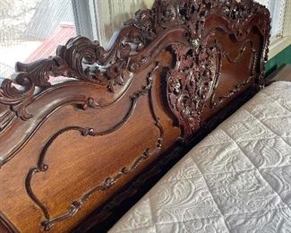 Absolutely gorgeous ornate king-sized bed! 84"w x 59"h . Available for pre-sale starting 1/9/23. Text 615-854-8535 for more information and/or to arrange a time to view.