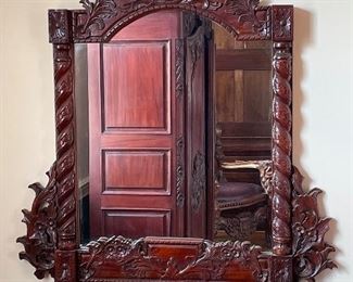 Baroque-inspired mirror. Mirror: 42"w x 47"h.  Available for pre-sale starting 1/9/23. Text 615-854-8535 for more information and/or to arrange a time to view.