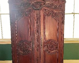 Baroque-inspired armoire. 48'w x 101"h.  Available for pre-sale starting 1/9/23. Text 615-854-8535 for more information and/or to arrange a time to view.