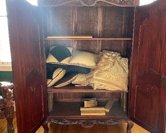 Baroque-inspired armoire. 48'w x 101"h.  Available for pre-sale starting 1/9/23. Text 615-854-8535 for more information and/or to arrange a time to view.