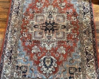 Vibrant oriental hand-tied rug. 78"l x 51.5" w. Available for pre-sale starting 1/9/23. Text 615-854-8535 for more information and/or to arrange a time to view.