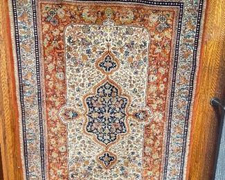 Rug #2: Vibrant oriental hand-tied rug. 74"l x 48.5"w. Available for pre-sale starting 1/9/23. Text 615-854-8535 for more information and/or to arrange a time to view.