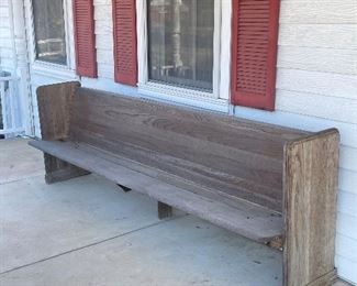 Extra long pew-style bench (we have 2): 108”L x 35.5”H x 25”D | Available for pre-sale starting 1/9/23. Text 615-854-8535 for more information and/or to arrange a time to view. 

