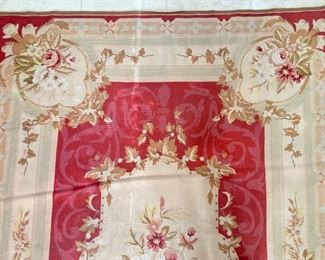 Vintage Hand Woven Needlepoint Rug Rose/Beige	110x72in	
