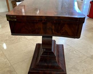 Antique Empire Mahogany Card Table With Lyre Base	Top Open: 35x35.5in <BR>30x35x17.5	HxWxD
