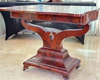 Antique Empire Mahogany Card Table With Lyre Base	Top Open: 35x35.5in <BR>30x35x17.5	HxWxD
