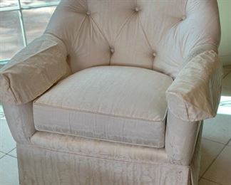 As-Is Ethan Allen Barrel Chair And Ottoman	Chair: 33x34x30in	HxWxD
