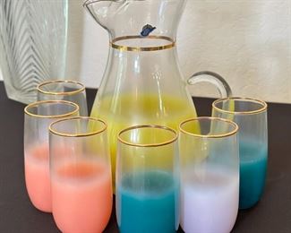 7pc West Virginia Glass Blend Pitcher & Glass Set	Pitcher 10in H	
