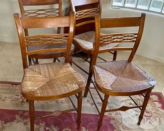4pc Antique Rush Seat Chairs	33 x 18 x 16in	HxWxD
