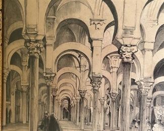 Mosque at Cordova JF Lewis 1835 Etching	Frame: 11.5 x 15.5in	
