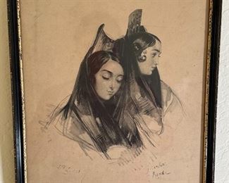 John F. Lewis Sevillanas & Ronda  Framed Litho	Frame: 15 x 12in	
