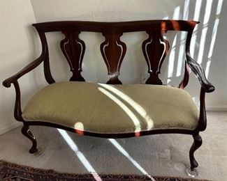 Settee Mahogany with Yellow upholstery 19th Century	34 x 49 x 26.5in	HxWxD
