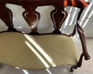 Settee Mahogany with Yellow upholstery 19th Century	34 x 49 x 26.5in	HxWxD
