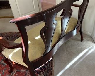 Settee Mahogany with Yellow upholstery 19th Century	34 x 49 x 26.5in	HxWxD
