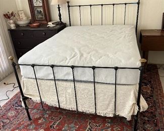 Iron Bed with Brass Finials, standard Double Bed	52 x 54 x 81 in <BR>mattress 53 x 75	HxWxD

