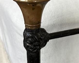 Iron Bed with Brass Finials, standard Double Bed	52 x 54 x 81 in <BR>mattress 53 x 75	HxWxD
