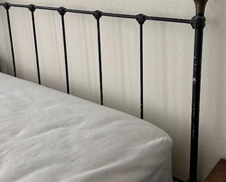 Iron Bed with Brass Finials, standard Double Bed	52 x 54 x 81 in <BR>mattress 53 x 75	HxWxD
