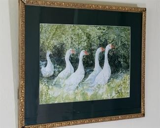 Ruth Ellen Watercolor Geese Painting	Frame: 22.5 x 27.5in	

