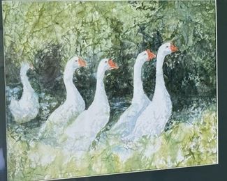 Ruth Ellen Watercolor Geese Painting	Frame: 22.5 x 27.5in	
