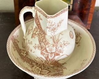 CW Turner & Sons Benedick Tunstall Pitcher & Bowl	Pitcher:    11.5 inches high Bowl: 14.75 inches diameter.	
