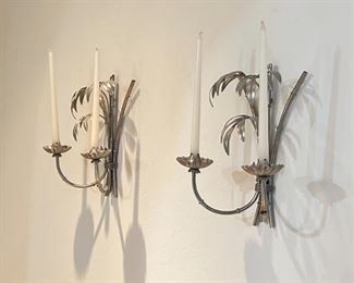 2pc Metal Bamboo Wall Sconces, circa 1970		
