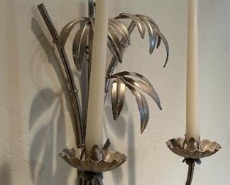 2pc Metal Bamboo Wall Sconces, circa 1970		
