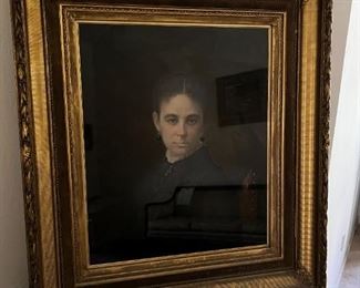 John Dabour original oil of woman	Frame: 43.5 x 37.5 x 5 in	HxWxD
	
