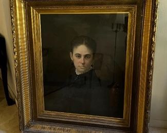 John Dabour original oil of woman	Frame: 43.5 x 37.5 x 5 in	HxWxD
