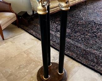 Wooden three column pedestal	42.5 inches tall 16 inches in diameter.	
