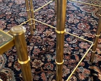Three brass nesting tables	Biggest table dimensions 21, 13 x 20.5 middle table 19 x 13 x 18.5 smallest nesting table 17 x 13 x 17.5.	
