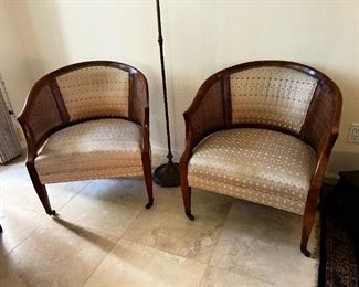 Charlotte chair company chairs pair	25.5 inches wide, 22 inches deep seating height 17 inches.	
